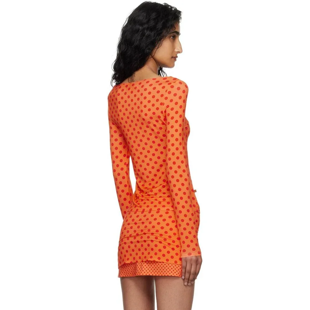 Miaou Amelia Top in Red Polka Dot Small New Womens Long Sleeve Tee - Picture 12 of 16